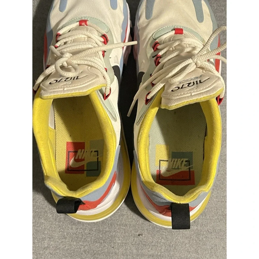 Nike Air Max 270 React Multi Color Sail Black Volt Men's Size 10